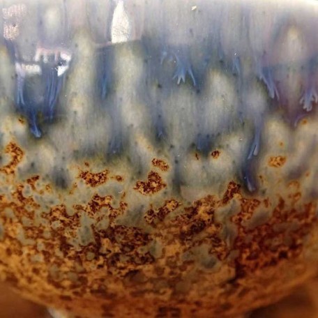 Ciotola per tè Matcha beige e azzurra