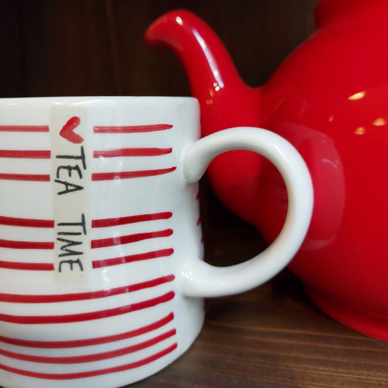 Tazza Tea Time righe rosse