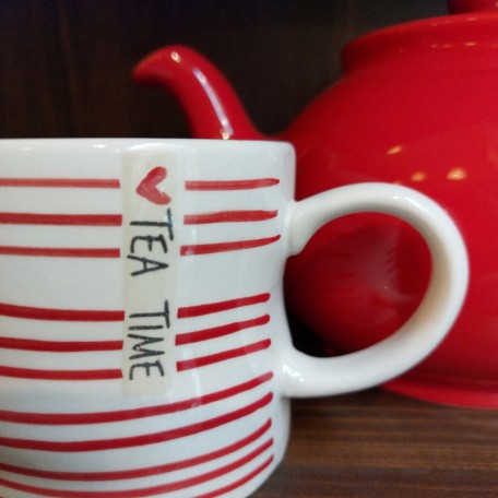 Tazza Tea Time righe rosse