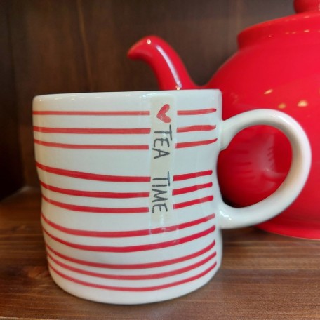 Tazza Tea Time righe rosse