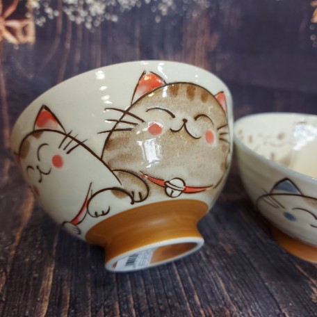 ciotolina giapponese con gatto in porcellana