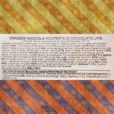 Nocciole IGP Piemonte ricoperte con 3 cioccolati 100g.