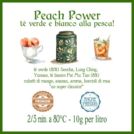 Peach Power, tè verde e bianco alla Pesca Conf. 75/150/250 g