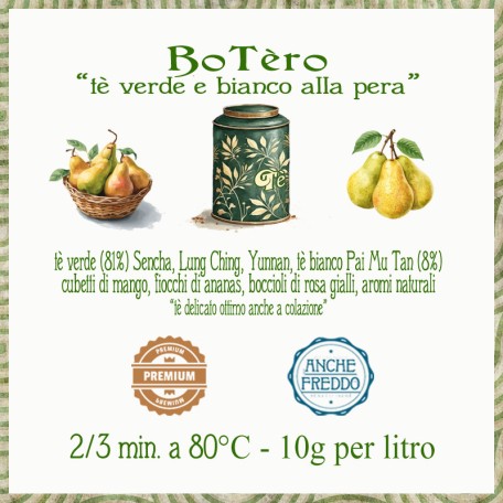 Botèro - tè verde e bianco alla pera conf. 75/150/250 g